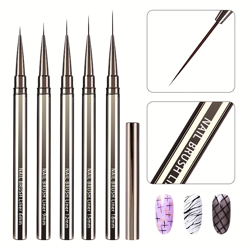 Metallic Paint Set - 5 adet tırnak sanat astar fırçaları