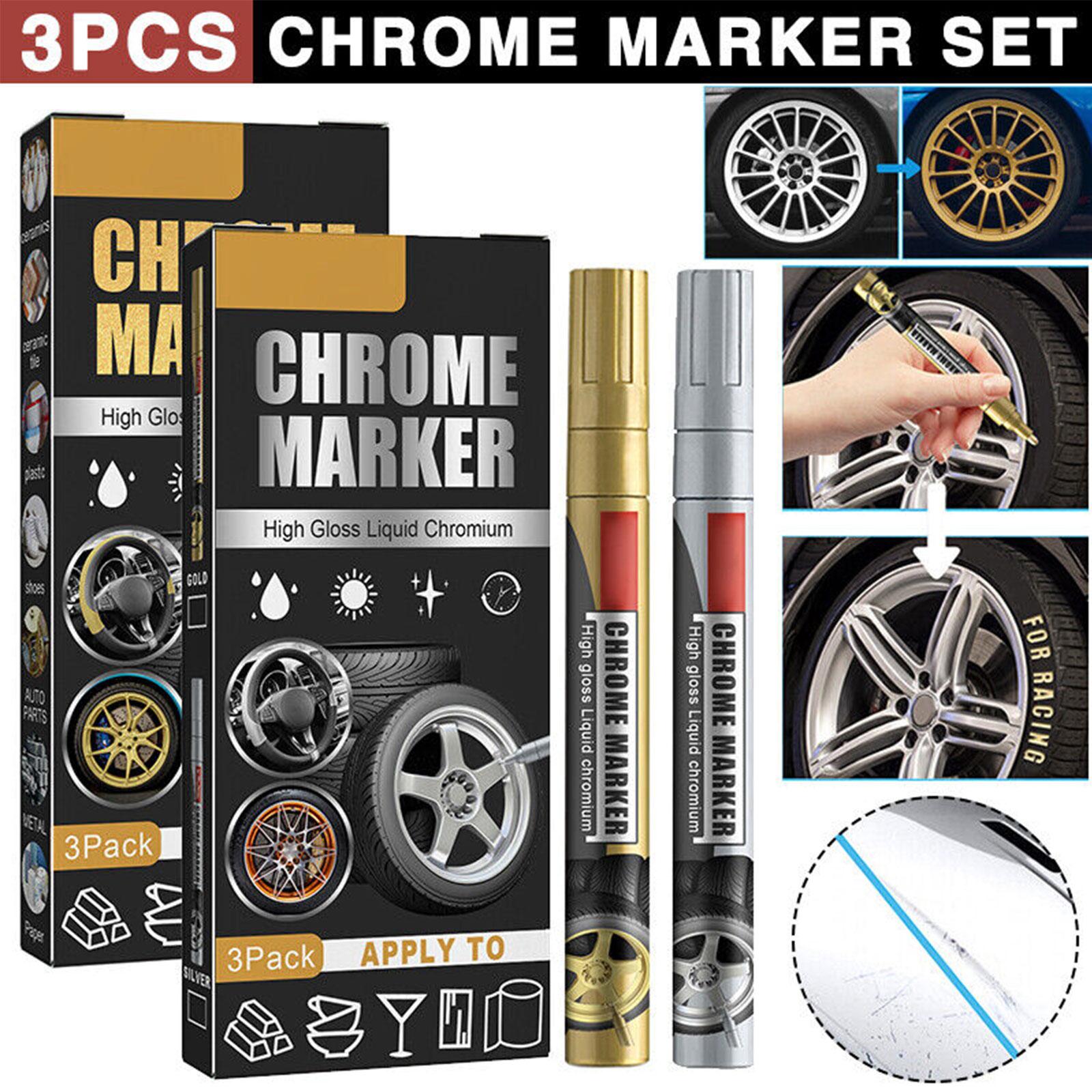 Metallic Paint Set - 3'lü Set Krom Kalem Araba DIY